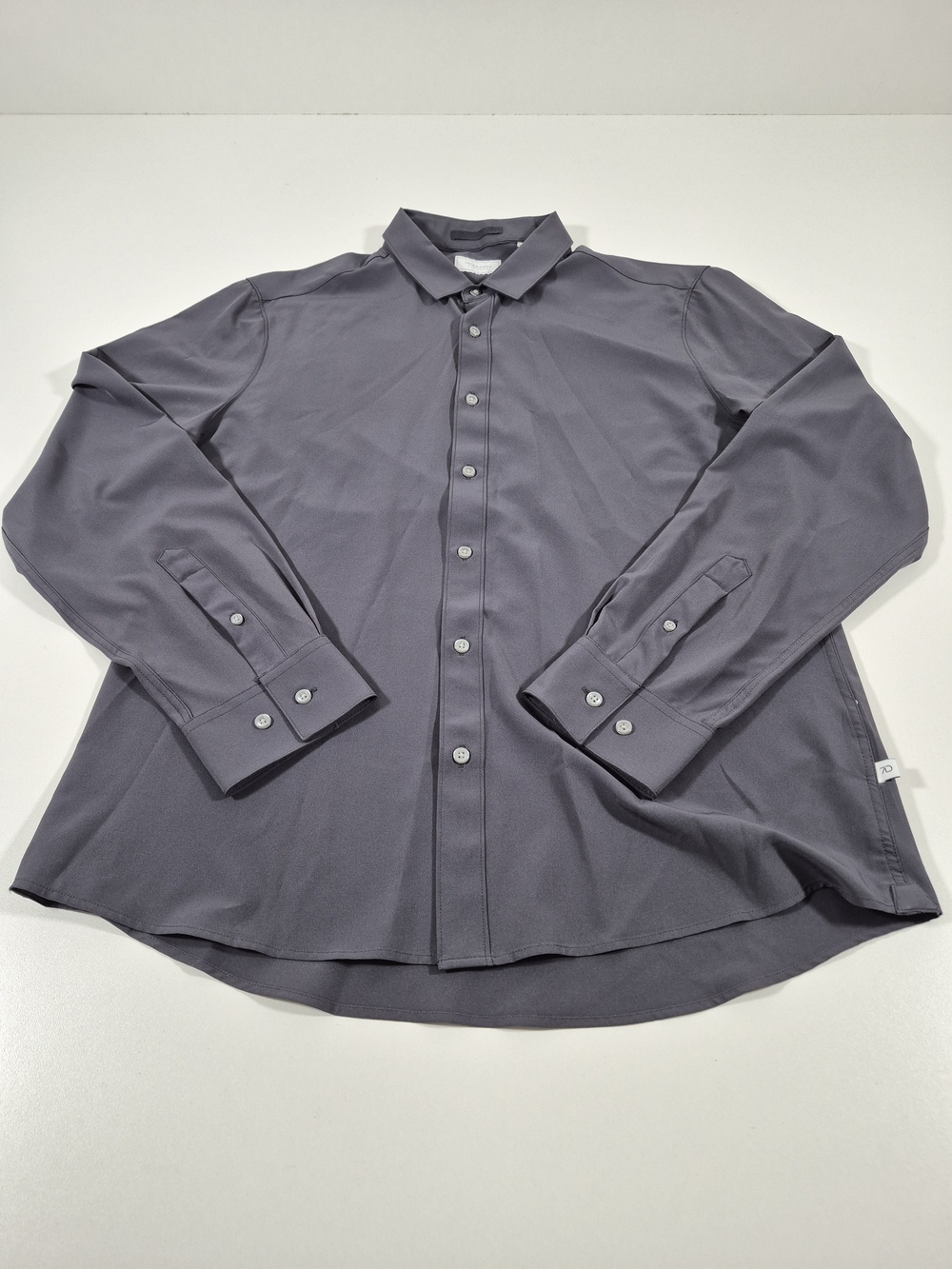 7 Diamonds Dress Shirt Mens L Gray Solid Liberty 4-Way Stretch Woven Long Sleeve